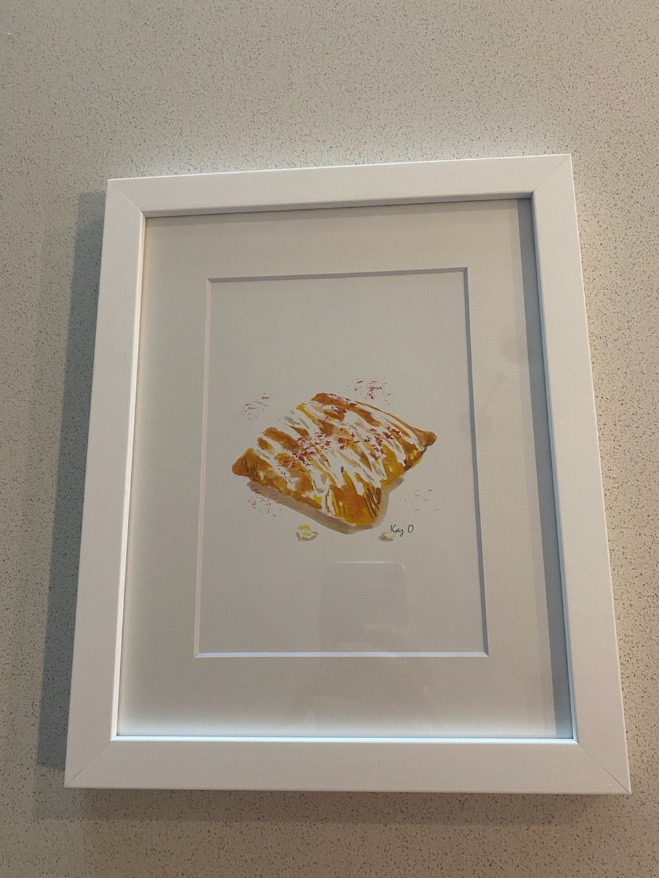Framed Print (white) - White Choc & Raspberry Croissant